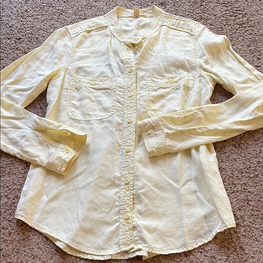 Cloth + Stone pale yellow Button-Up Shirt size S